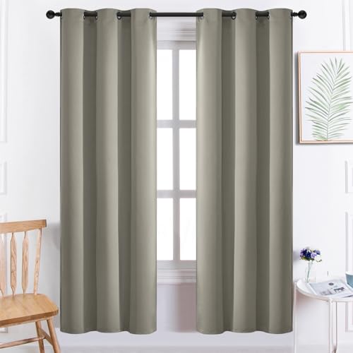 Blackout Curtains 38x72 inch Taupe Thermal Drapes (Taupe / 38"W x 72"L (Pack of 2))