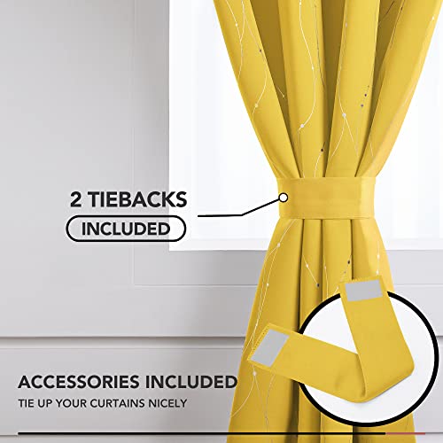 Living Room Curtains 84 Inches Long (Yellow/Wave Dots / 52"W x 84"L (Pack of 2))