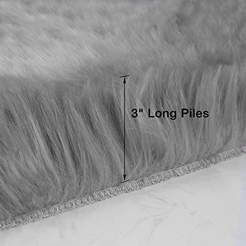 Grey Faux Sheepskin Fur Rug 3x5 ft (Grey / 3' x 5' (Rectangular))