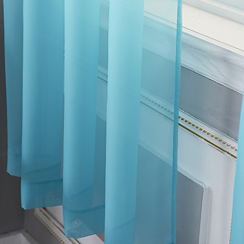Sheer Curtains for Bedroom Windows 84 inch Length (Baby Blue / 54"W x 84"L (Pack of 2))