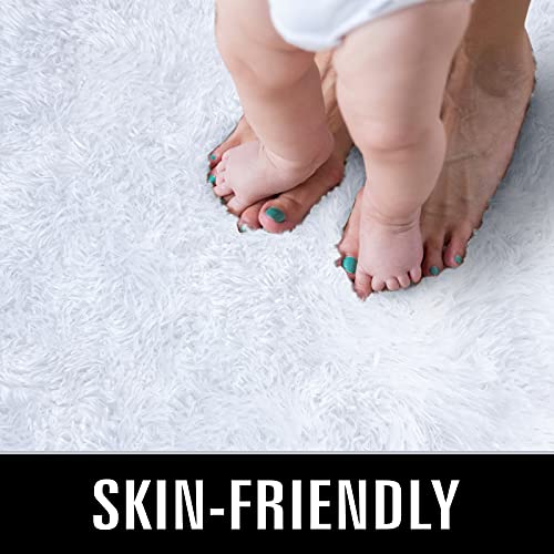 Super Soft Shaggy Rugs Fluffy Carpets (5' x 8' (Rectangular) / White)