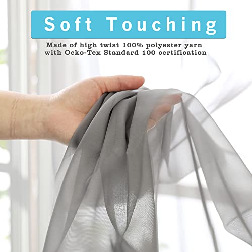 Charcoal Grey Sheer Curtains 36 inches Long (Charcoal Grey / 42"W x 36"L (Pack of 2))