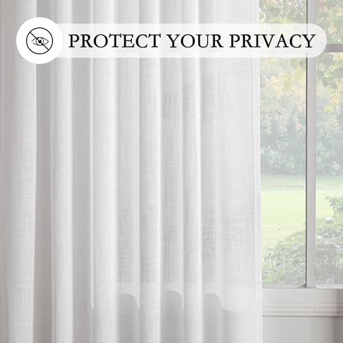 White Curtains for Bedroom Liivng Room 84 Inches Long 2 Panels Set (50"W x 84"L (Pack of 2) / Pure White)