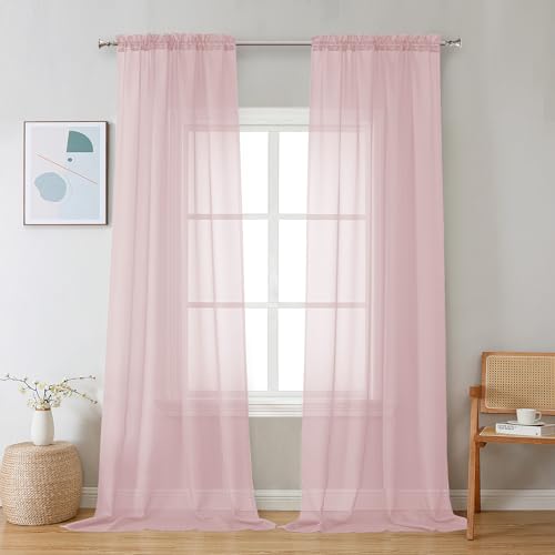 Blush Pink Sheer Curtains 120 Inches Long (Blush Pink / 42"W x 120"L (Pack of 2))
