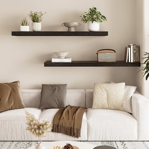 Floating Wall Shelves for Decor (Black / 35in)