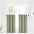 Cafe Blackout Curtains 30 inch Length (Sage Green / 29"W x 30"L (Pack of 2))