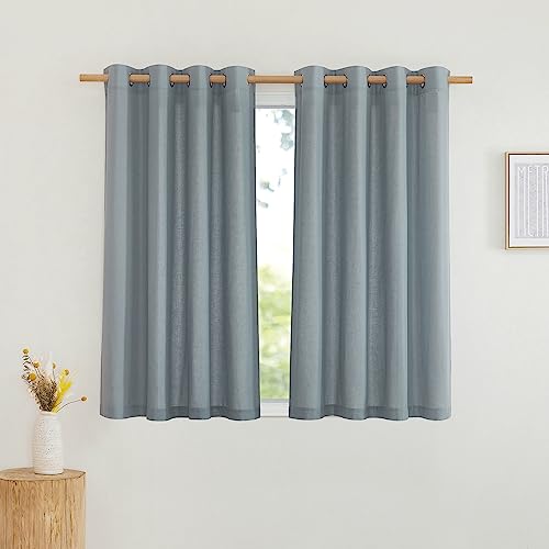 Thick Linen Stone Blue Curtains for Kitchen (Stone Blue / 55"W x 54"L (Pack of 2))