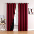 100% Blackout Curtains for Bedroom 90 Inches Long 2 Panels Set (52"W x 90"L (Pack of 2) / Burgundy)