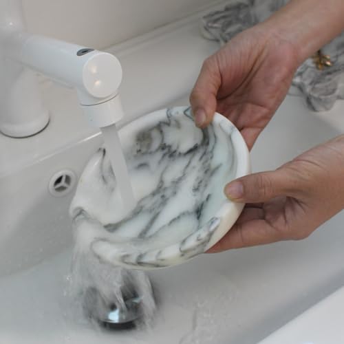 Natural Travertine Marble Jewelry Dish 5.5" (Arabescato Calacatta)