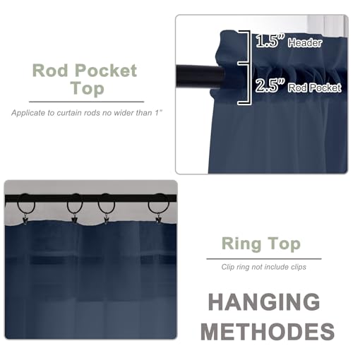 Sheer Navy Blue Curtains (Navy Blue / 59"W x 63"L (Pack of 2))
