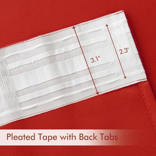 Christmas Red Back Tab Blackout Curtains 52x84 Inch Length 2 Panels (Red / 52"W x 84"L (Pack of 2))