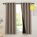 100% Full Blackout Portable Curtains for Bedroom (Tan / 52"W x 63"L (Pack of 2))