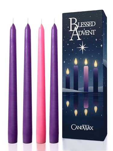 10 Inch Advent Taper Candles Set of 4 (Tapered 10 inch / Advent Purple)