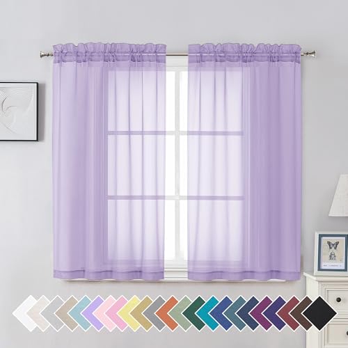Light Purple Sheer Curtain Panels Pair Sold 45 Inch Length (42"W x 45"L (Pack of 2) / Lavender)