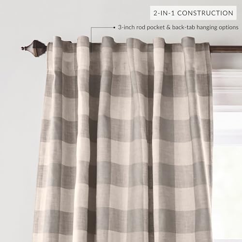 Grainger Buffalo Check Blackout Window Curtain (Grey / 52"W x 95"L (Pack of 1))
