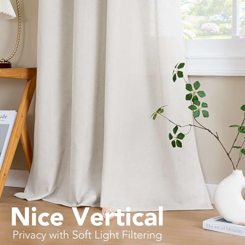 Decorative Linen Kitchen Curtains linen Curtains 63 inches Long Bedroom Window Treatments for Living Room Rich Linen Curtain Panels and Drapes (52"W x 63"L (Pack of 2) / Heathered Natural)