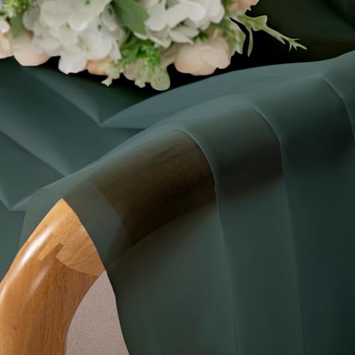 Green Sheer Curtain 96 Inches Long 2 Panels Set for Christmas Decoration (Hunter Green / 42"W x 96"L (Pack of 2))