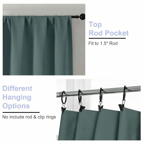 Ava Dark Green Blackout Curtains for Bedroom 84 Inch Length 2 Panels Set (Dark Green / 40"W x 84"L (Pack of 2))