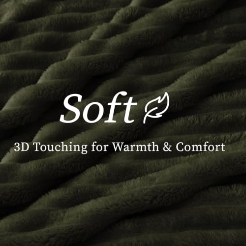 Ribbed Twin Blanket for Couch & Bed (Olive Green / Twin(60"x80"))