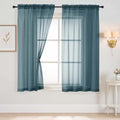 Dusty Blue Sheer Curtains 63 Inch Length 2 Panels (42"W x 63"L (Pack of 2) / Dusty)