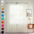 Solid Sheer Rod Pocket Curtain Voile Draperies 2 Panels Ivory Beige Black Grey Coffee 42 Inch Width 72 Inch Long 1 Pair for Kitchen Bedroom Children Living Room Yard (Ivory / 42"W x 72"L (Pack of 2))