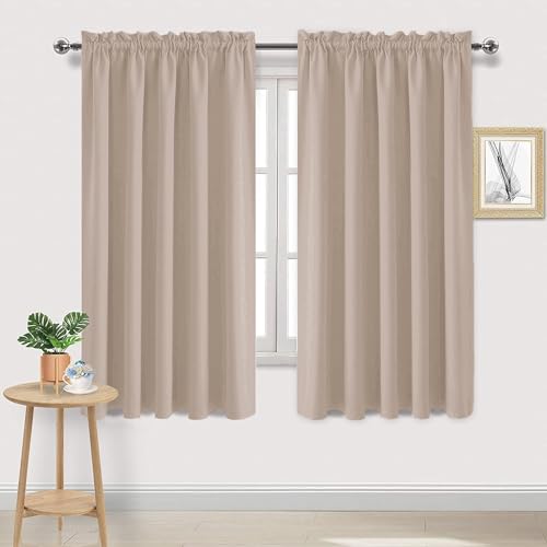 Wide Blackout Curtains for Bedroom Living Room 60 x 63 Inch Long Camel (Camel / 60"W x 63"L (Pack of 2))