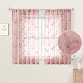 Blush Pink Kitchen Curtains Leaf Embroidered (52"W x 54"L (Pack of 2) / Blush Pink)