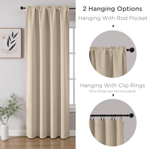 Light Beige Blackout Curtains 84 inch Length 2 Panels Set (Light Beige / 52"W x 84"L (Pack of 2))