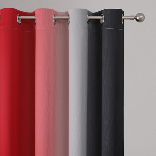 Red and Black Ombre Blackout Bedroom Curtains 36 Inch Long (Black and Red / 52"W x 36"L (Pack of 2))