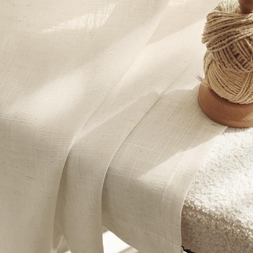 Faux Linen Beige Curtains 94 inches Long for Living Room Rustic Farmhouse Linen Drapes Semi Sheer Burlap Textured Canvas Cloth Curtain Panels Set of 2 Kahki Tan Colored (Linen / 52"W x 94"L (Pack of 2))