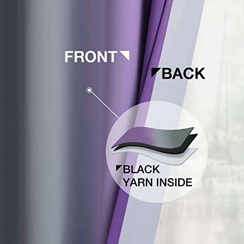 Ombre Purple and Grey Curtains for Bedroom (52"W x 63"L (Pack of 2) / Purple and Grey)