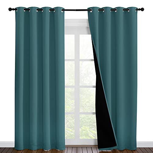 Complete 100% Blackout Curtain Set (Sea Teal / 55"W x 86"L (Pack of 2))