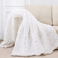 Chunky Knit Throw Blanket for Couch (White / 40"x80" (Special Size Throw))