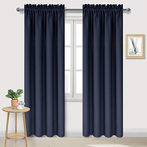 Blackout Curtains for Bedroom Living Room 38 x 72 Inch Long Navy (Navy / 38"W x 72"L (Pack of 2))