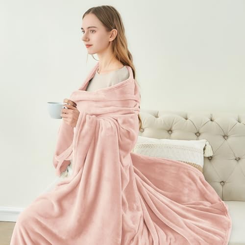 Fleece Blanket Soft Plush Throw for Couch Pink Morn 50"x60" (Pink Morn / Throw(50"x60"))