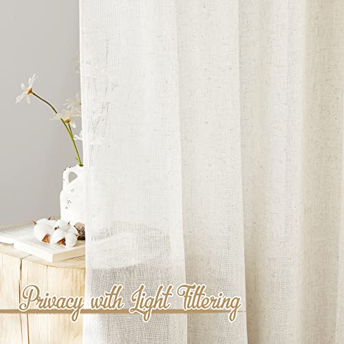 Linen Burlap Curtains for Windows 90 inch Length (52"W x 90"L (Pack of 2) / Linen)