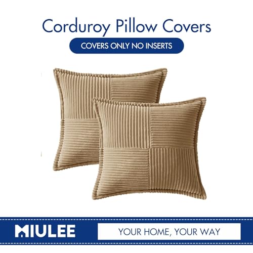 Decorative Euro Sham Throw Pillow Covers 22x22 Inch Khaki 2 Pack (Khaki / 22" x 22" (Pack of 2))
