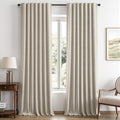 100% Blackout Linen Curtains for Bedroom 42 x 96 Inch Stone 2 Panels (Stone / 42"W x 96"L (Pack of 2))