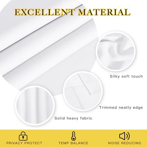 Extra Long Room Darkening Curtain 102 inches Long (White / 66"W x 102"L (Pack of 1))