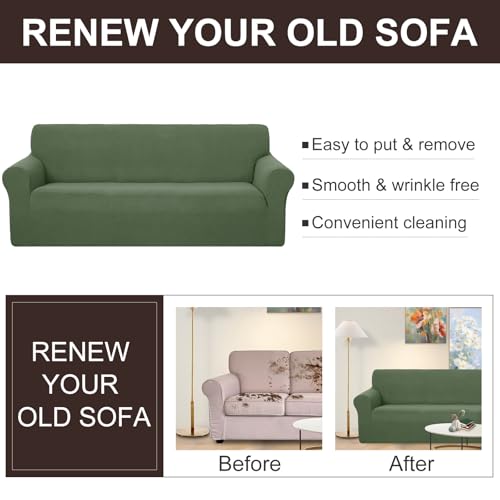 Stretch Couch Cover Slipcover for 3 Cushion Sofa (Loden Frost / Sofa)