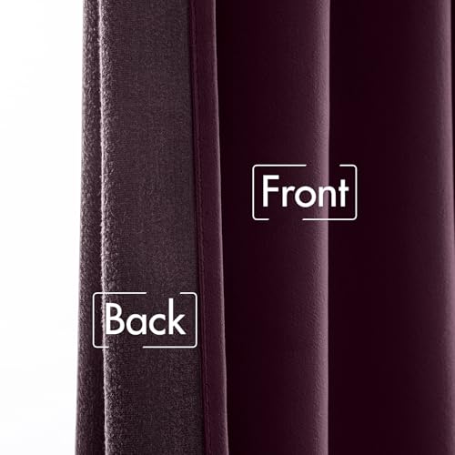Dark Purple Velvet Curtains 52x90 inches Luxury Blackout Curtains (Dark Purple / 52"W x 90"L (Pack of 2))