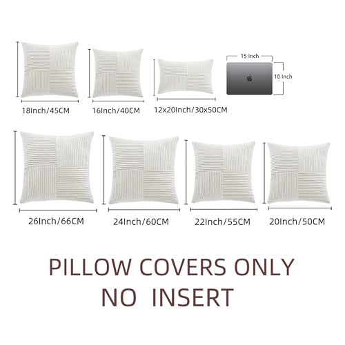 2 Packs Cream White Euro Decorative Throw Pillow Covers 28x28 Inch for Couch Bed Sofa (Cream White / 28" x 28" (Pack of 2))