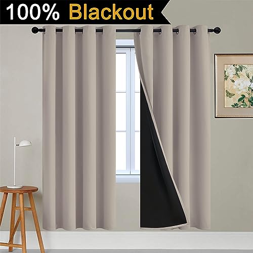 Natural Blackout Curtains 72 Inches Long for Bedroom 52" Wide 2 PCS (52"W x 72"L (Pack of 2) / Natural)