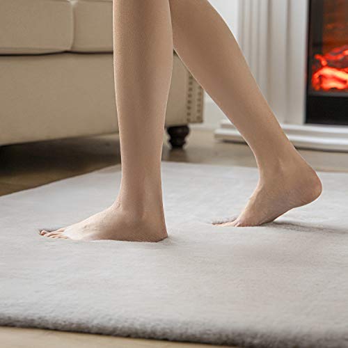 Ultra Soft Faux Rabbit Fur Chair Couch Cover Area Rug for Bedroom Floor Sofa Living Room Grey 2 x 6 Feet (2 x 6 ft / Grey)