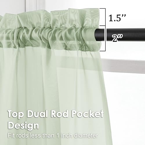 Light Green Sheer Curtains 96 Inches Long 2 Panels (Light Green / 42"W x 96"L (Pack of 2))
