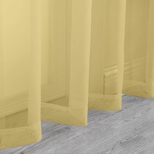 Mustard Yellow Sheer Curtains 72 Inches Long (Yellow / 42"W x 72"L (Pack of 2))