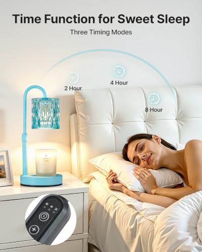 Dimmable Candle Warmer Lamp with Timer (Lake Blue- Glass)