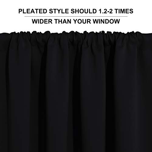Short Blackout Curtains for Small Window Kitchen Bathroom Cafe RV (Black / 52"W x 36"L (Pack of 2))