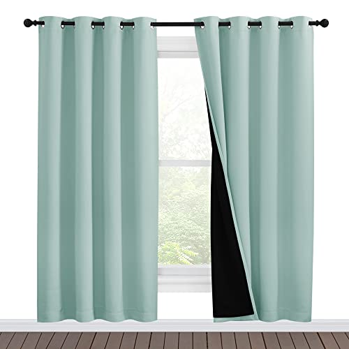 100% Blackout Window Curtain Panels (Aqua Blue / 55"W x 78"L (Pack of 2))