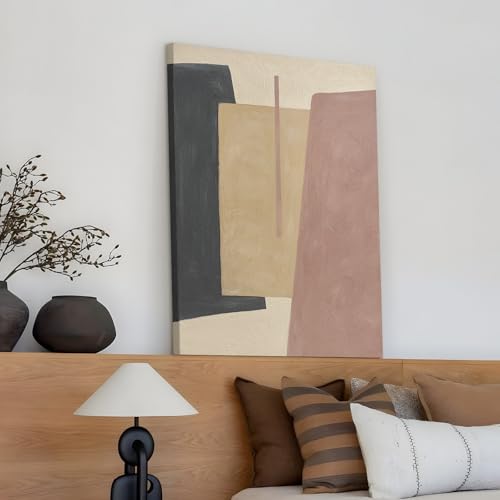 Modern Abstract Neutral Minimalist Geometric Canvas Wall Art for Home Decor (58 / 24"L x 36"W)